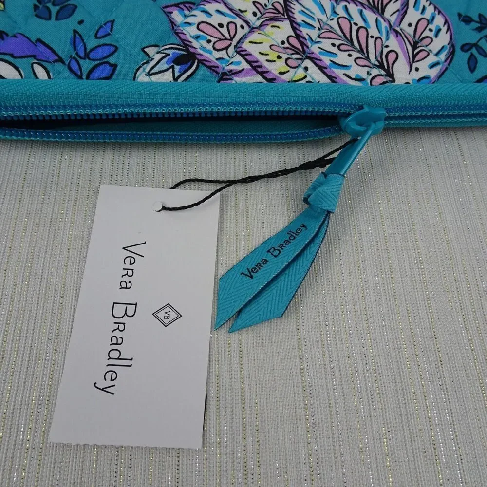 VERA BRADLEY Laptop Sleeve Case PEACOCK GARDEN Factory Cotton Teal Turquoise NWT